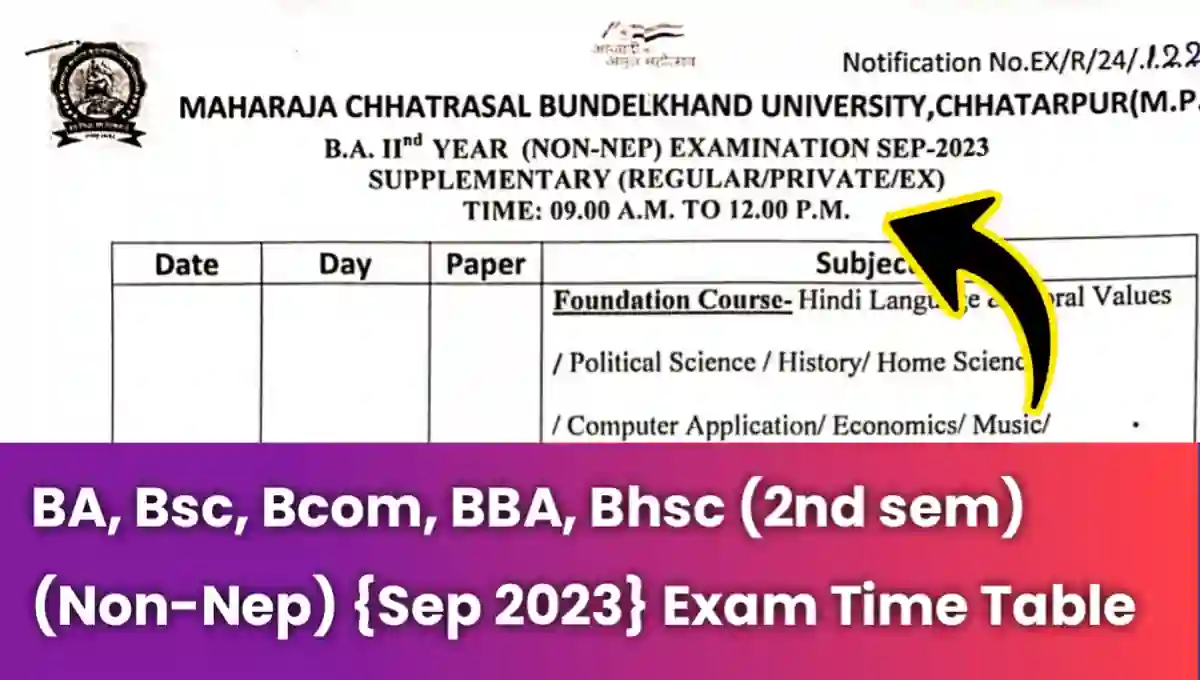 Ba Bsc Bcom Bba Bhsc Nd Sem Non Nep Sep Exam Time Table Mcbu Results