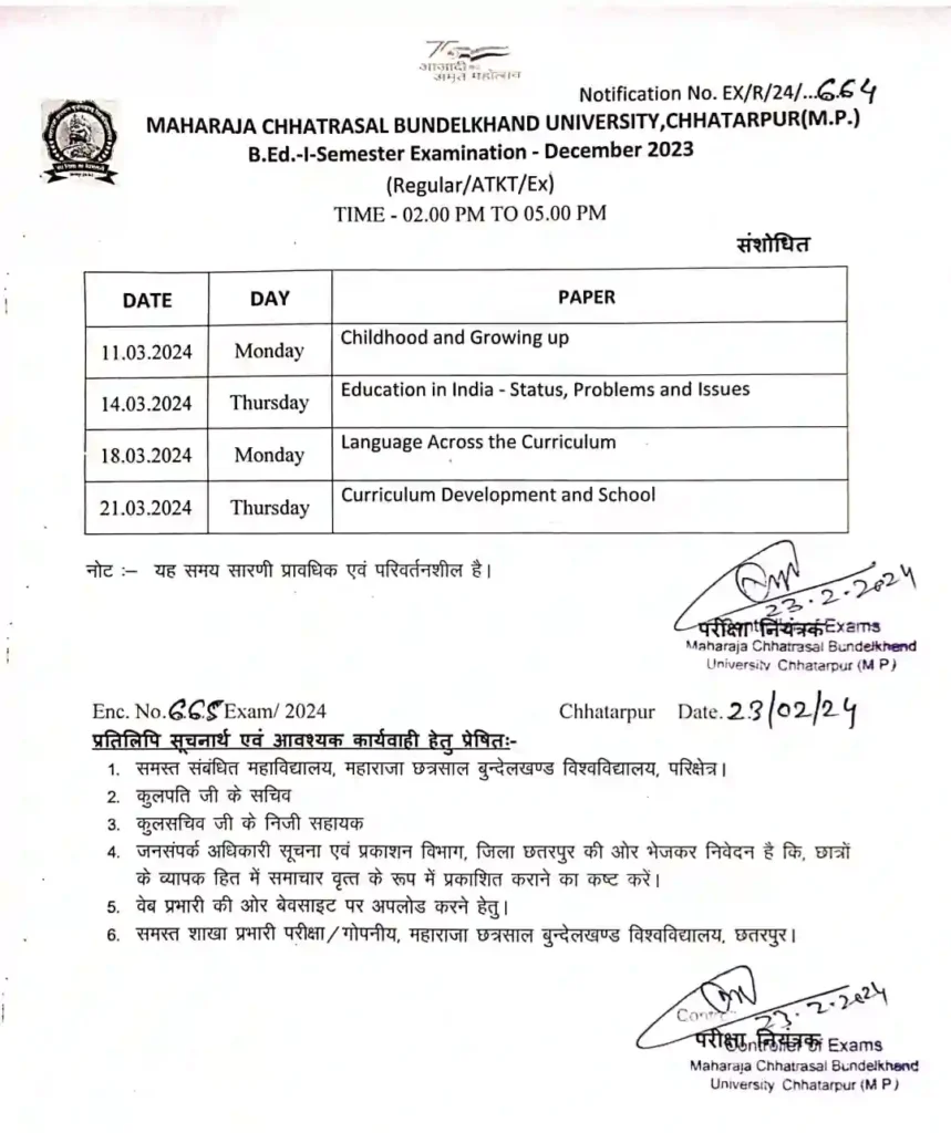 Time Table Bed 1st Sem Dec 2023 (23 February) Update