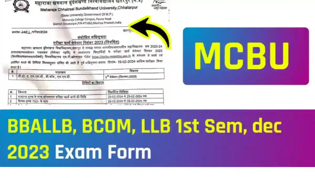 Exam Form dec 2023 BBA LLB Bcom LLB