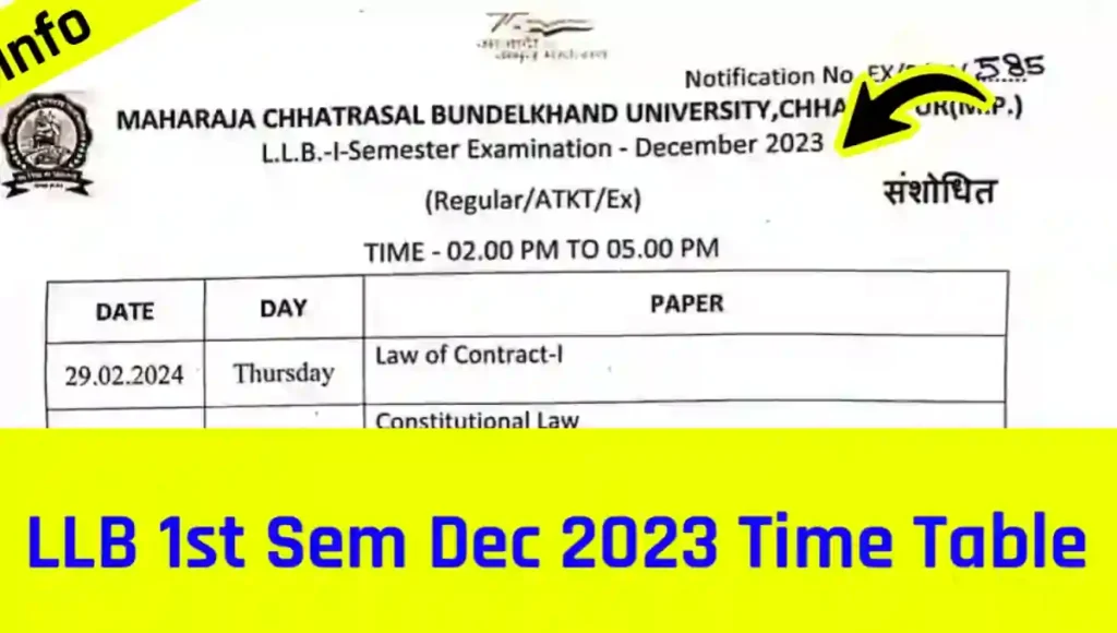 LLB 1ST SEM TIME TABLE DEC 2023