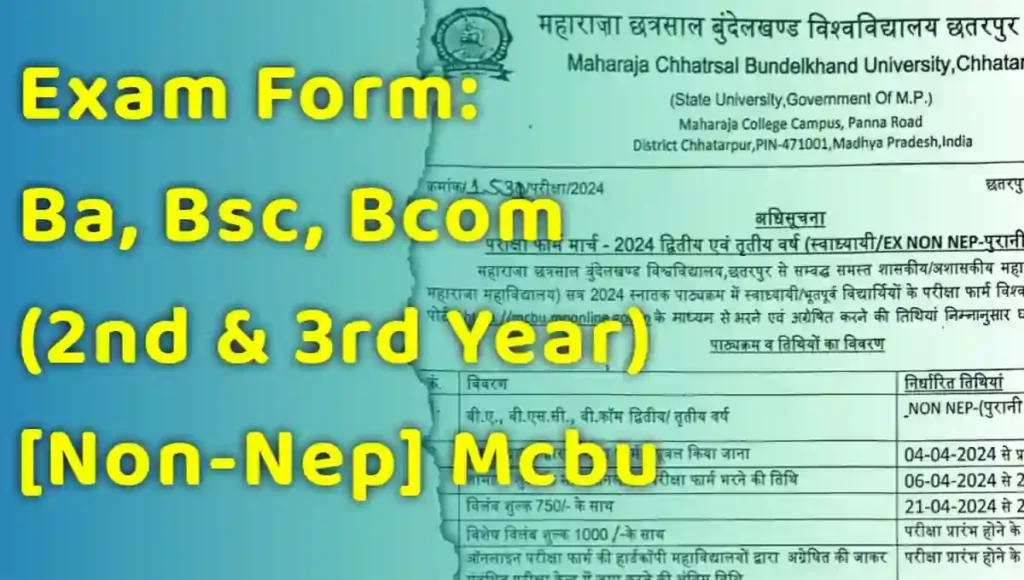 Exam form ba bsc bcom 2nd 3rd year non nep