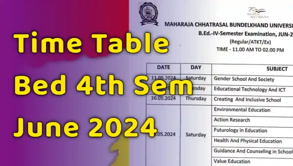 Time Table Bed 4th Sem June 2024 Regular