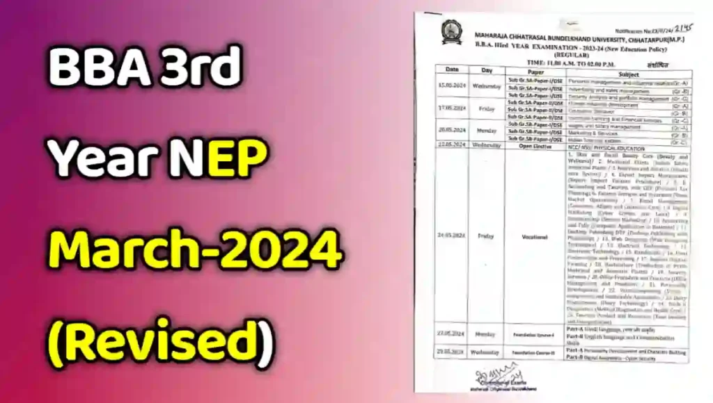 BBA 3rd Year NEP March 2024 Revised